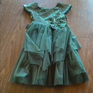 Jona Michelle Green Asymmetrical Flutter Sleeve Sundress